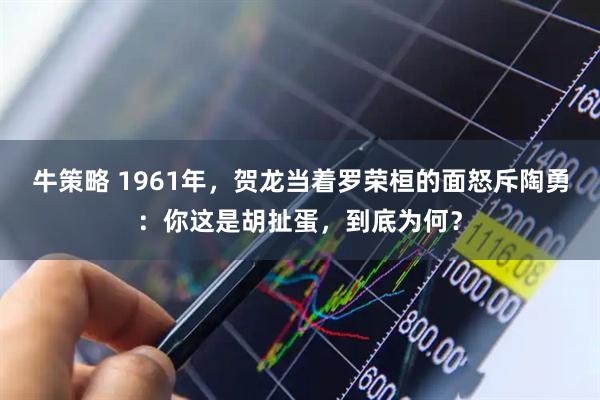 牛策略 1961年，贺龙当着罗荣桓的面怒斥陶勇：你这是胡扯蛋，到底为何？